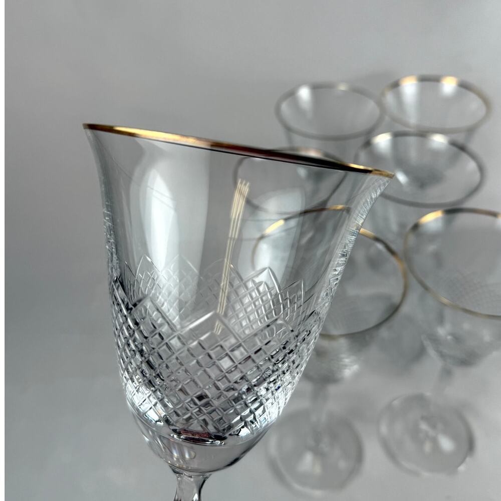 Mikasa Cut Crystal Cathay Choice Stem Water Wine Goblet Set Of 7 - Picture 4 of 6